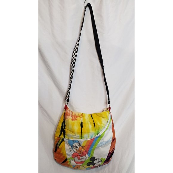 Crossbody Messenger Bag Vintage Fabric Mickey Mouse Disney Retro Round - Picture 1 of 6
